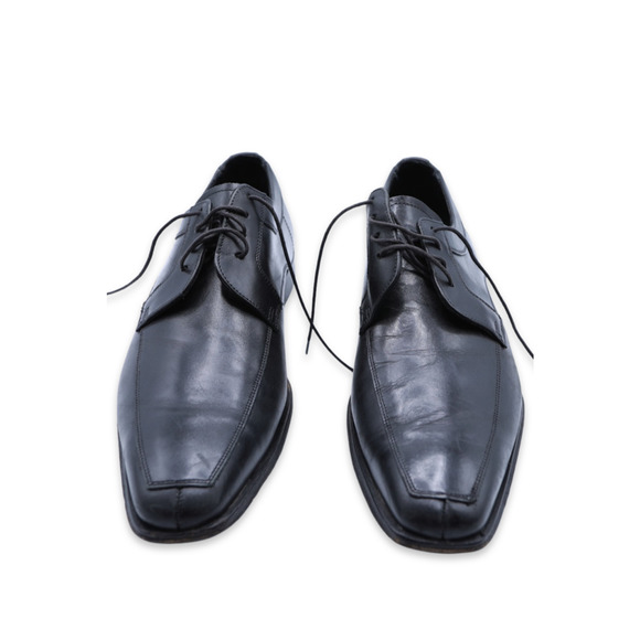 Canali Men's Black Leather Shoes - Used - Size 46